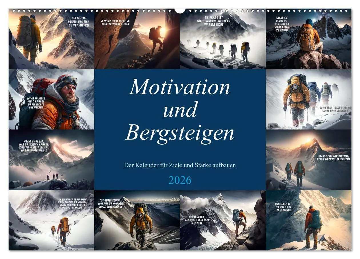 Cover: 9783457532973 | Motivation und Bergsteigen (Wandkalender 2026 DIN A2 quer),...