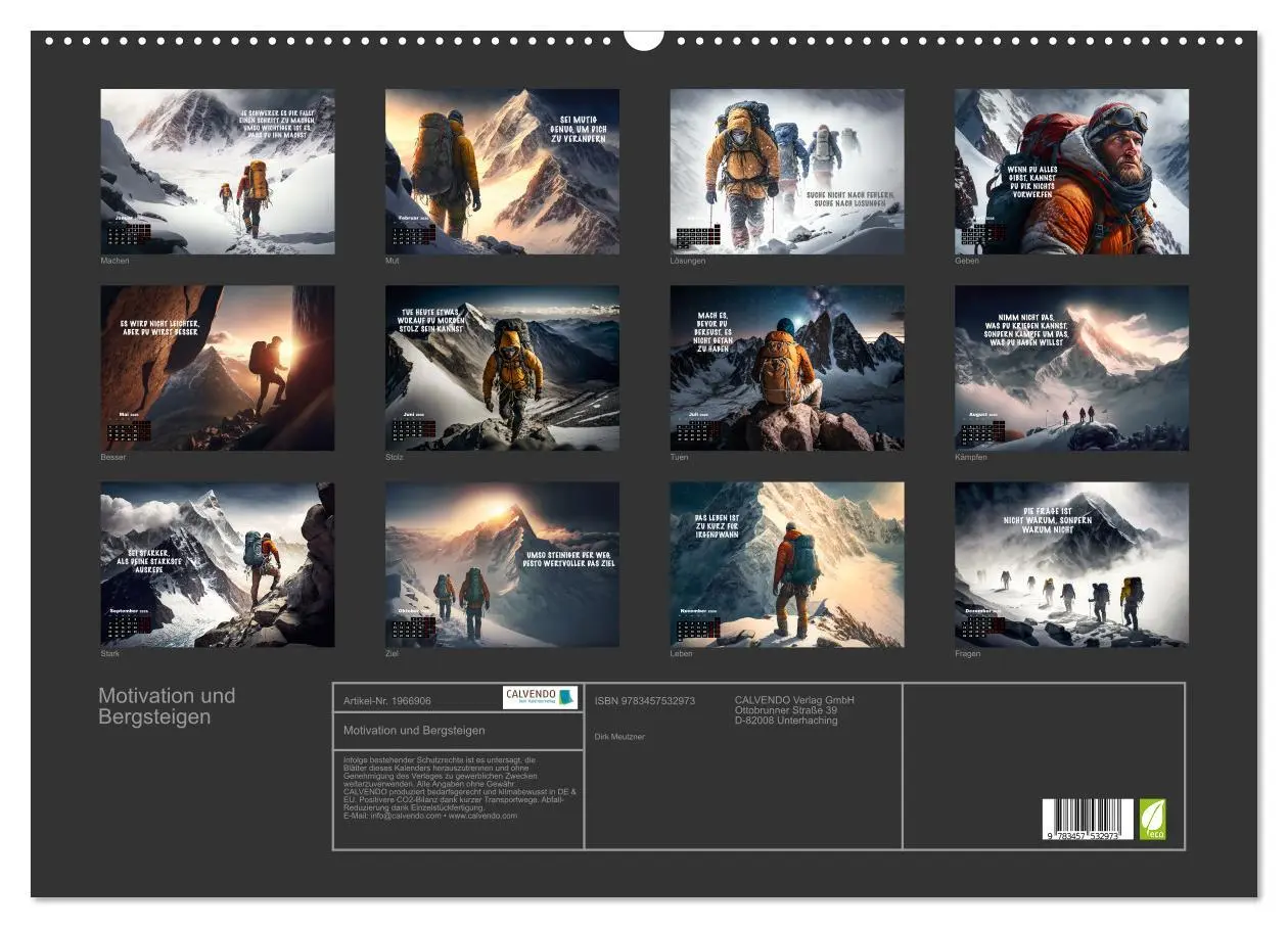 Bild: 9783457532973 | Motivation und Bergsteigen (Wandkalender 2026 DIN A2 quer),...