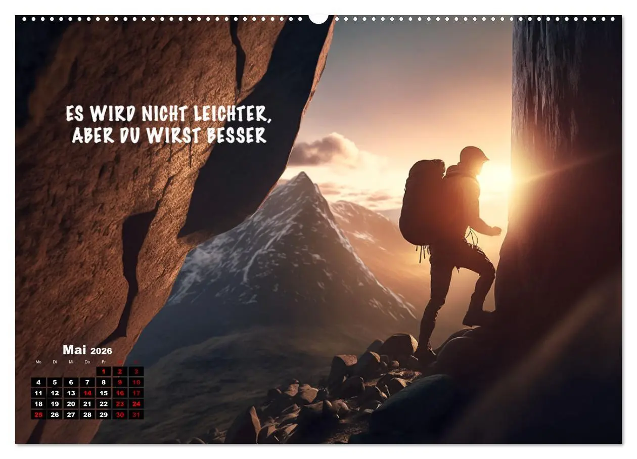 Bild: 9783457532973 | Motivation und Bergsteigen (Wandkalender 2026 DIN A2 quer),...