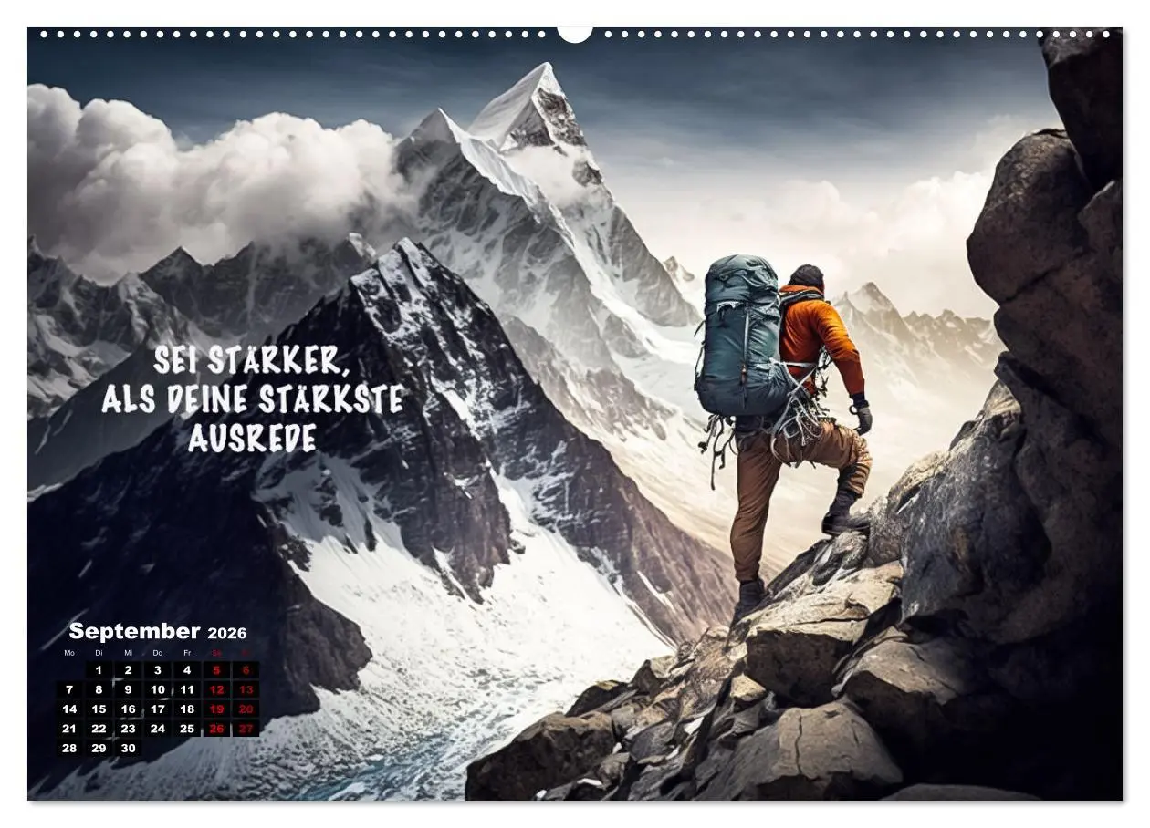 Bild: 9783457532973 | Motivation und Bergsteigen (Wandkalender 2026 DIN A2 quer),...
