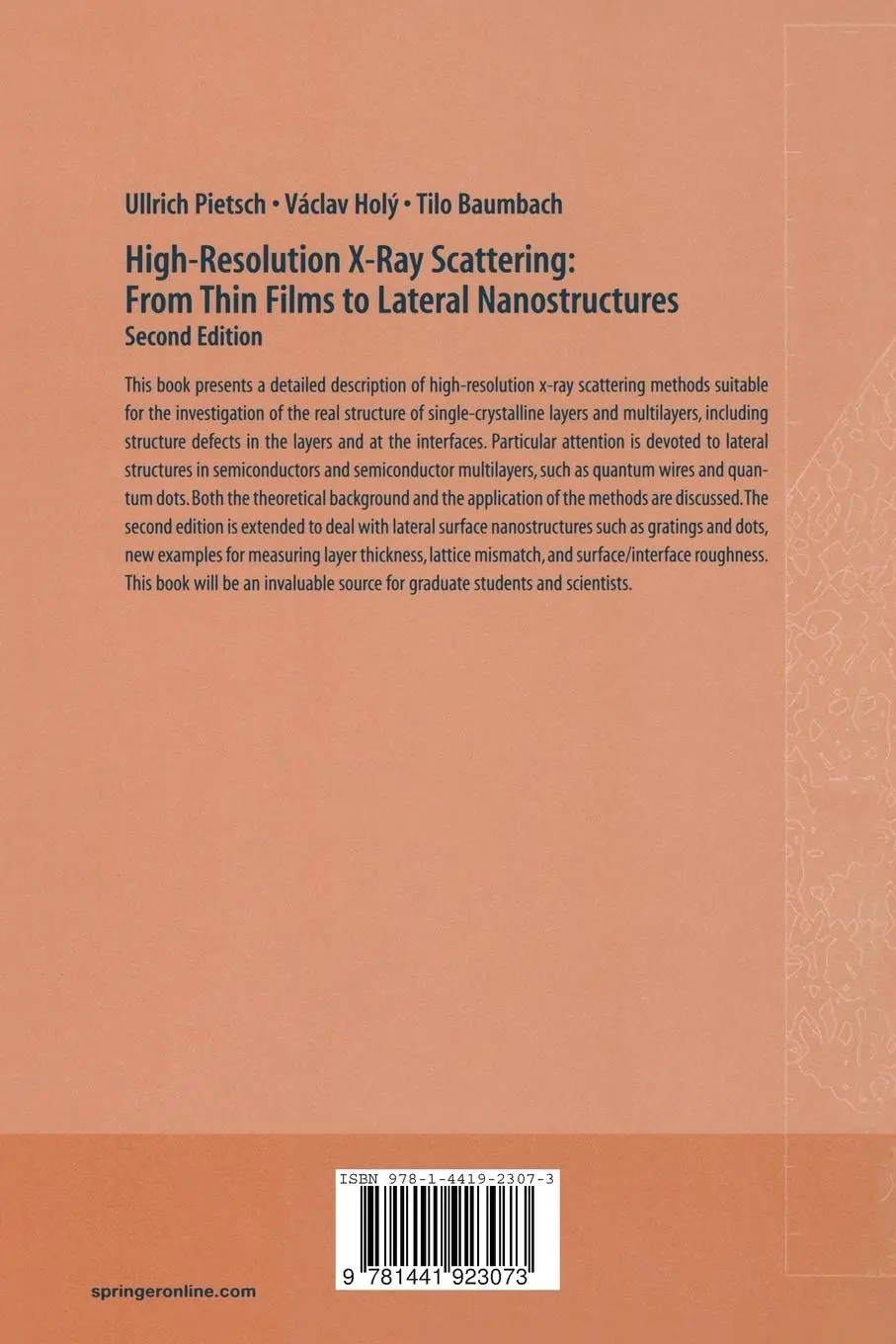 Rückseite: 9781441923073 | High-Resolution X-Ray Scattering | Ullrich Pietsch (u. a.) | Buch