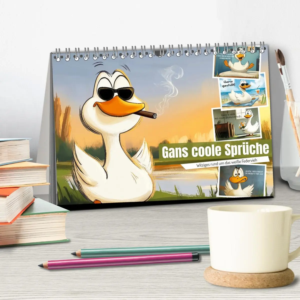 Bild: 9783457353073 | Gans coole Sprüche (Tischkalender 2026 DIN A5 quer), CALVENDO...