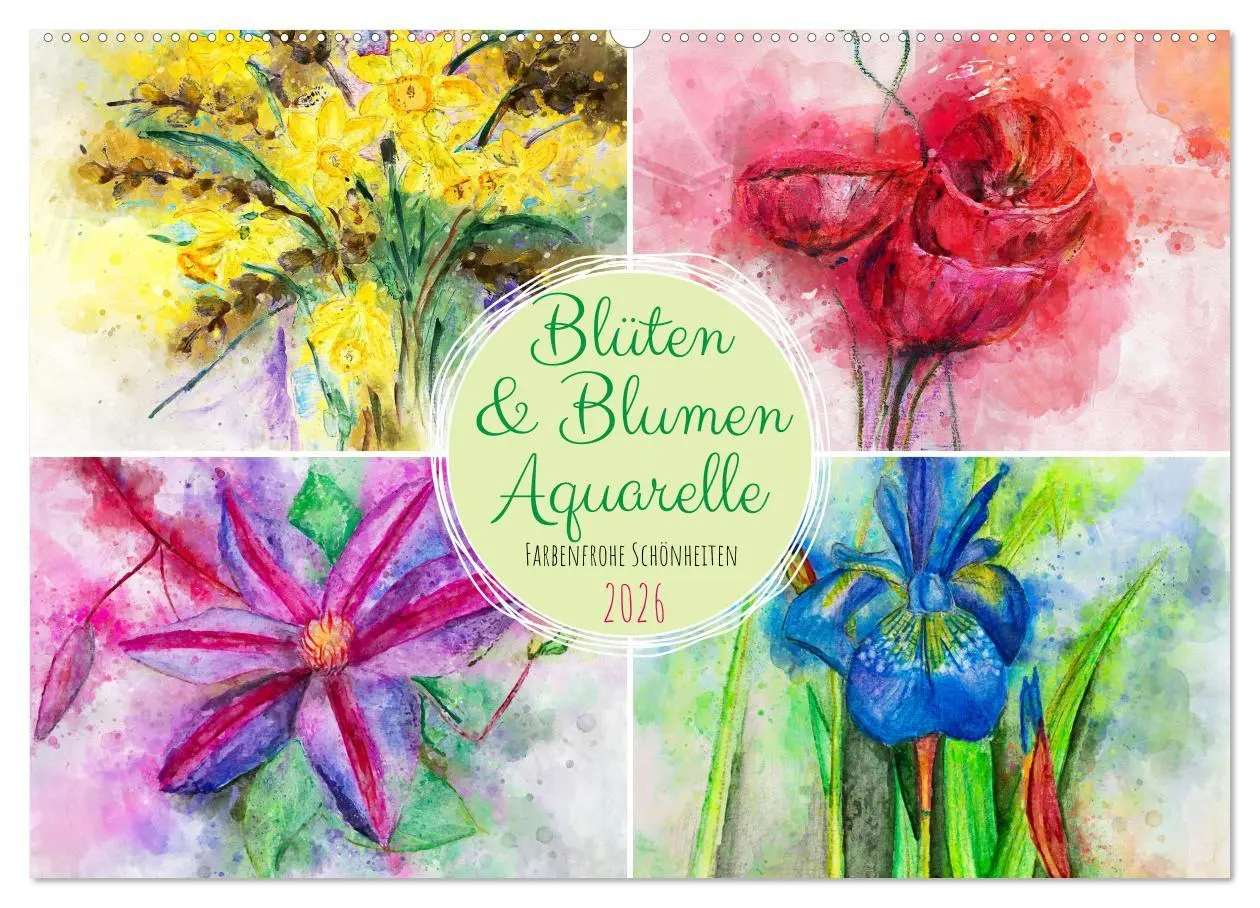 Cover: 9783457593073 | Blüten &amp; Blumen Aquarelle - Farbenfrohe Schönheiten (Wandkalender...