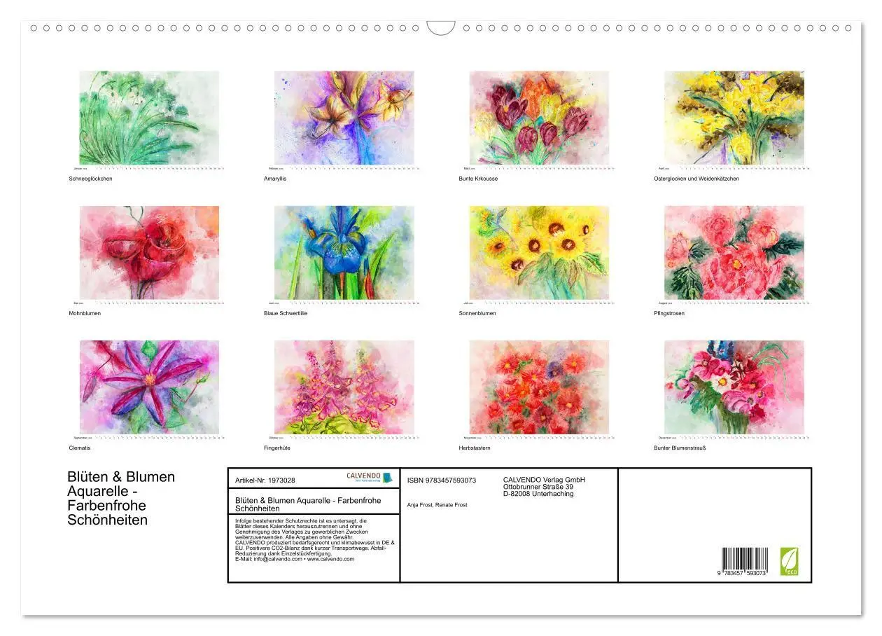 Bild: 9783457593073 | Blüten &amp; Blumen Aquarelle - Farbenfrohe Schönheiten (Wandkalender...