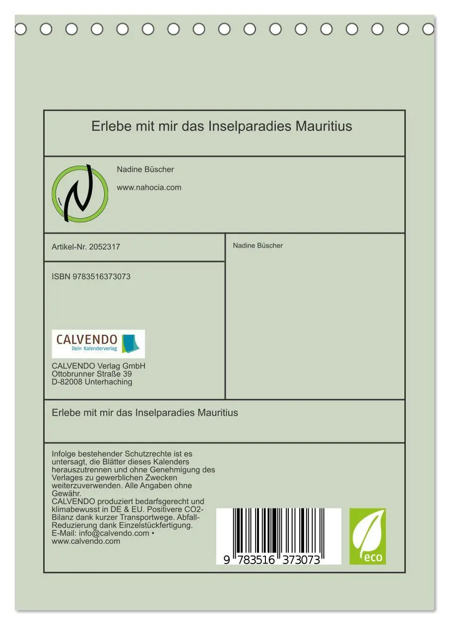 Bild: 9783516373073 | Erlebe mit mir das Inselparadies Mauritius (Tischkalender 2026 DIN...
