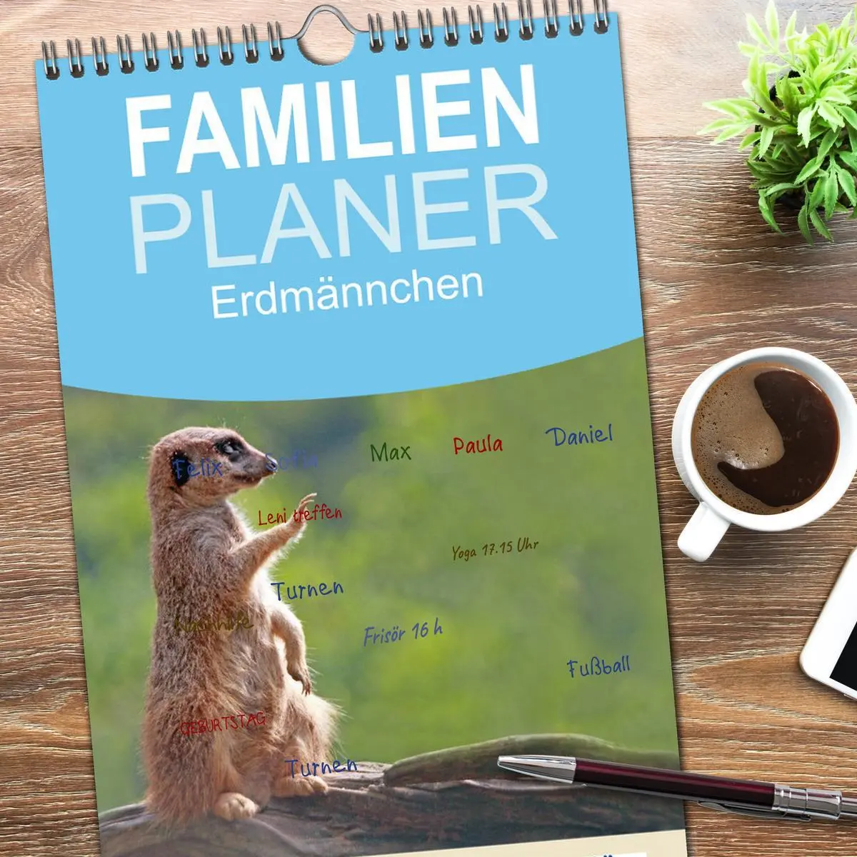 Bild: 9783516513073 | Familienplaner 2026 - Erdmännchen mit 5 Spalten (Wandkalender, 21 x...