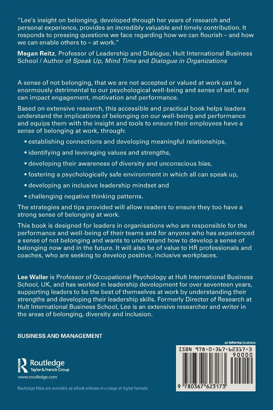 Rückseite: 9780367623173 | A Sense of Belonging at Work | Lee Waller | Taschenbuch | Englisch