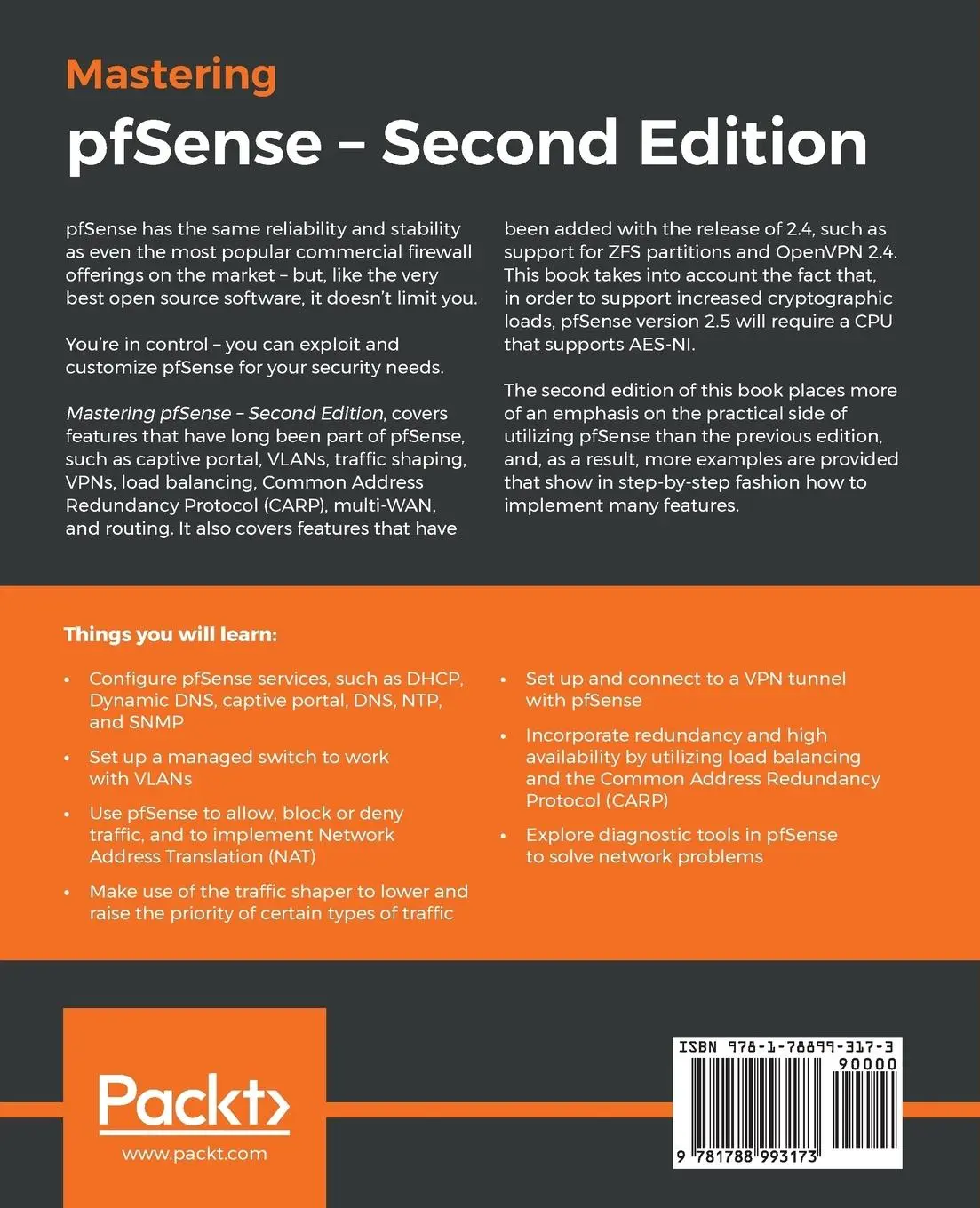 Rückseite: 9781788993173 | Mastering pfSense - Second Edition | David Zientara | Taschenbuch