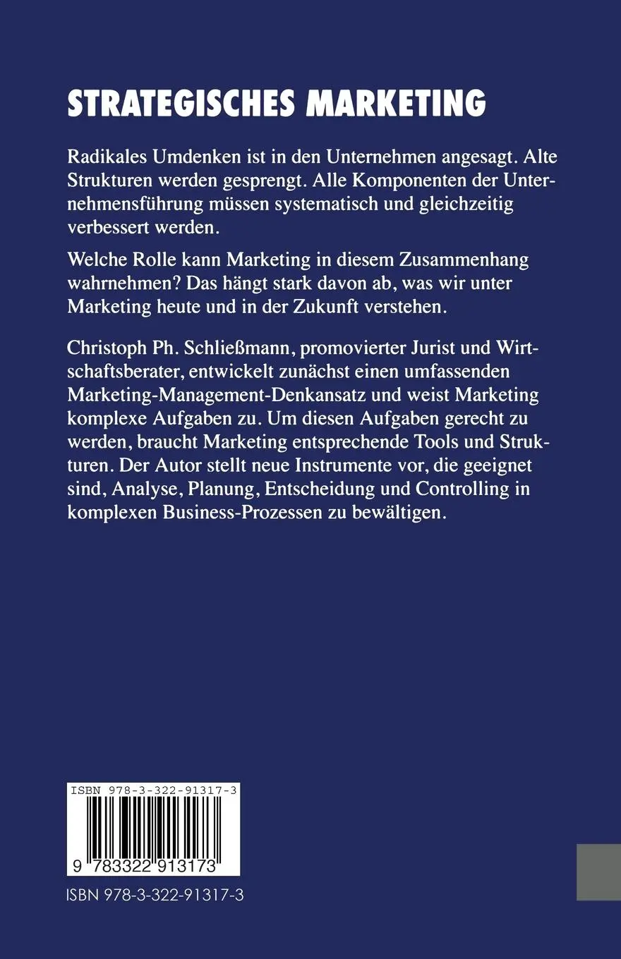Rückseite: 9783322913173 | Strategisches Marketing | Christoph P Schließmann | Taschenbuch | 2012