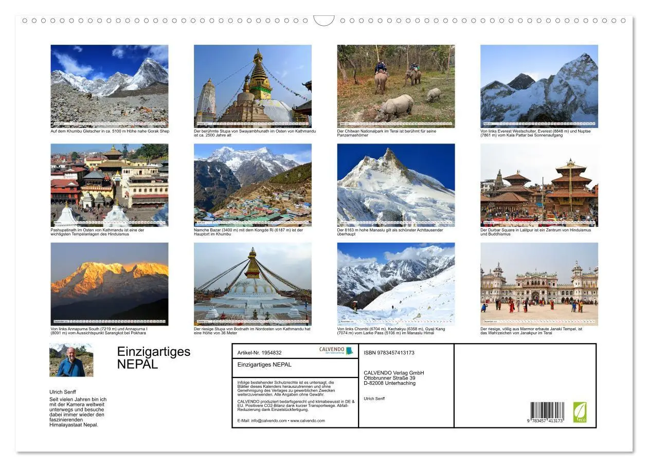 Bild: 9783457413173 | Einzigartiges NEPAL (Wandkalender 2026 DIN A2 quer), CALVENDO...
