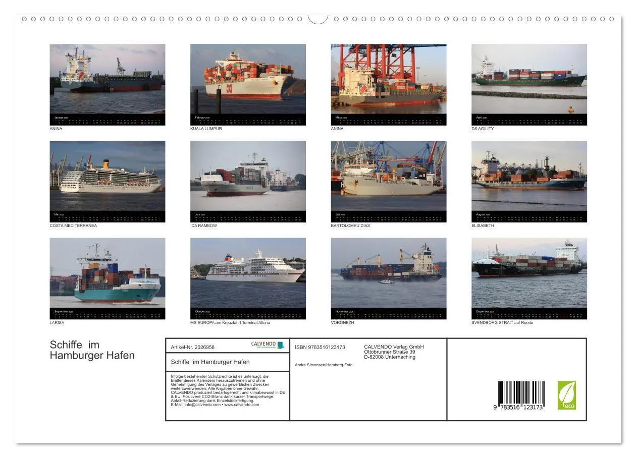 Bild: 9783516123173 | Schiffe im Hamburger Hafen (hochwertiger Premium Wandkalender 2026...