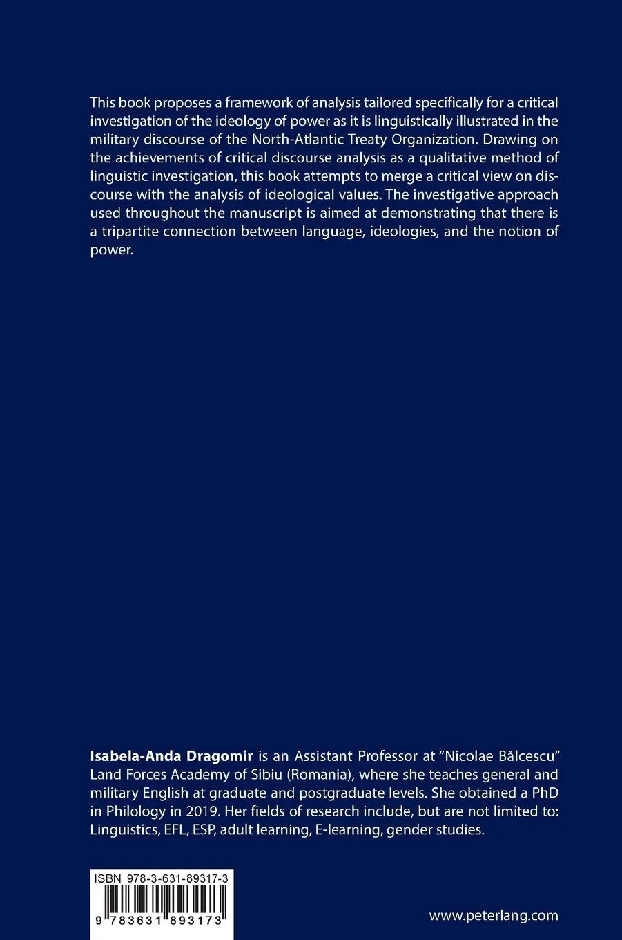 Rückseite: 9783631893173 | The Ideology of Power in NATO Military Discourse | Dragomir | Buch
