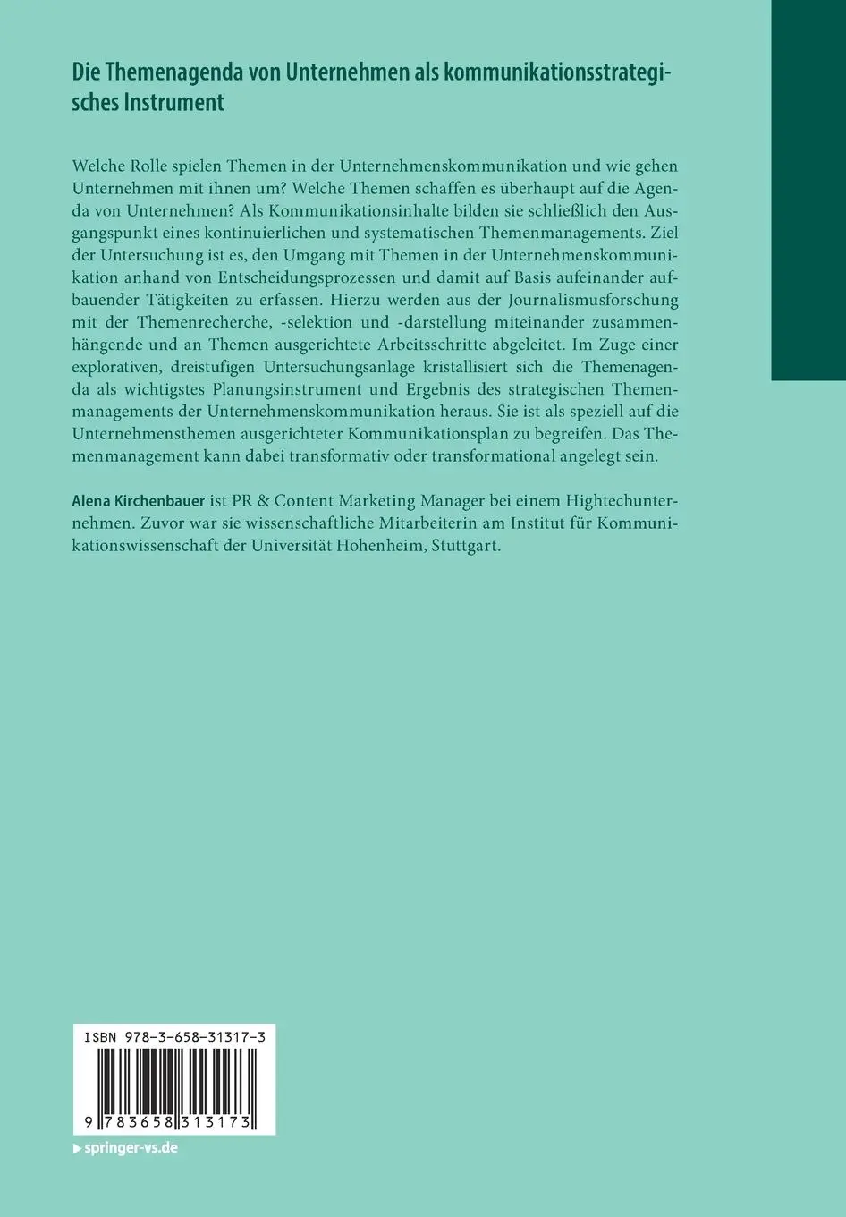 Rückseite: 9783658313173 | Die Themenagenda von Unternehmen als kommunikationsstrategisches...