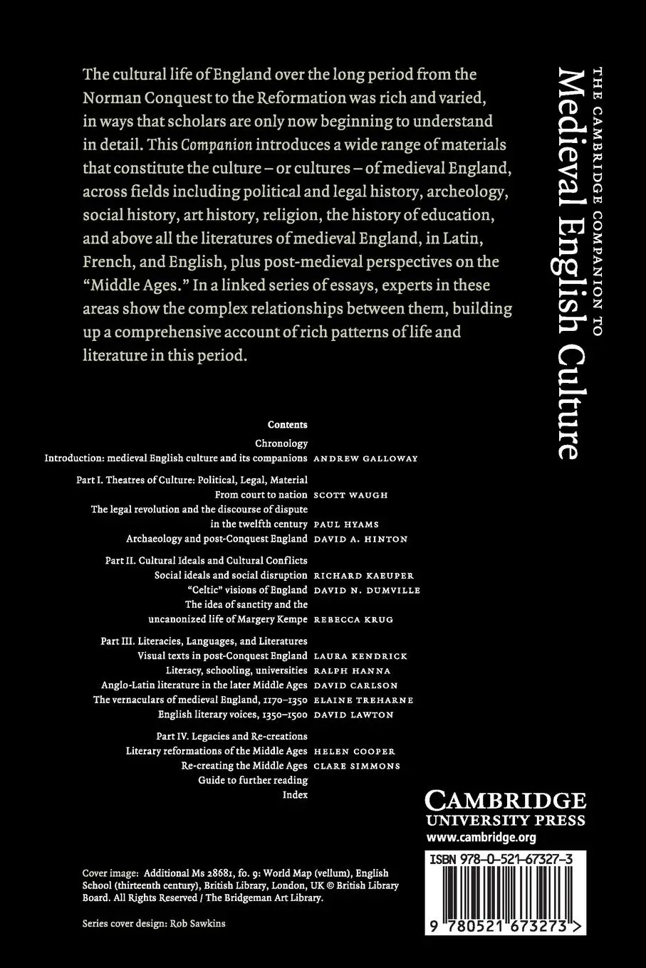 Rückseite: 9780521673273 | The Cambridge Companion to Medieval English Culture | Andrew Galloway