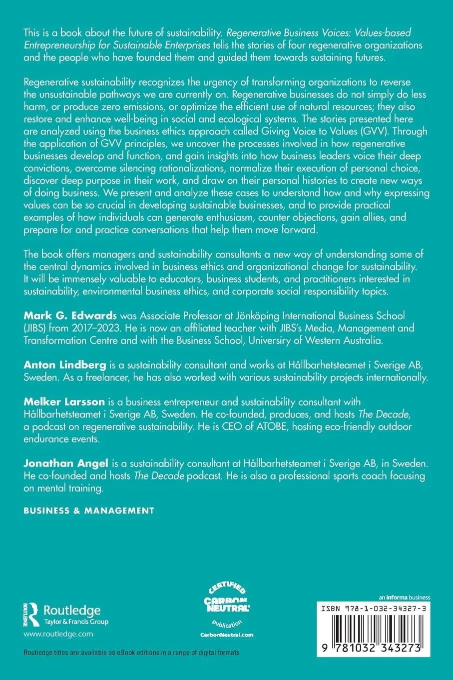 Rückseite: 9781032343273 | Regenerative Business Voices | Mark G. Edwards (u. a.) | Taschenbuch