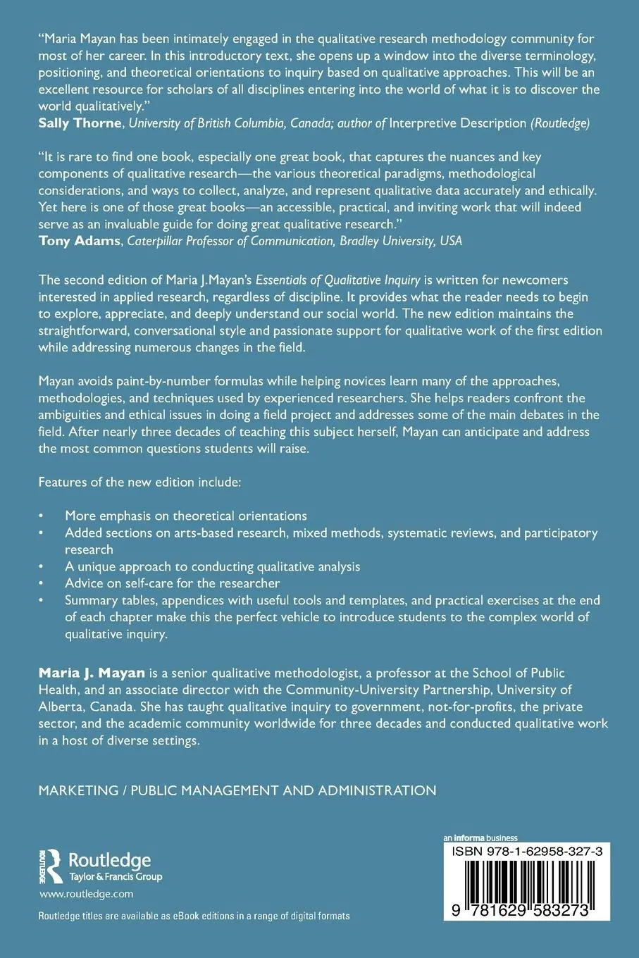 Rückseite: 9781629583273 | Essentials of Qualitative Inquiry | Maria J. Mayan | Taschenbuch