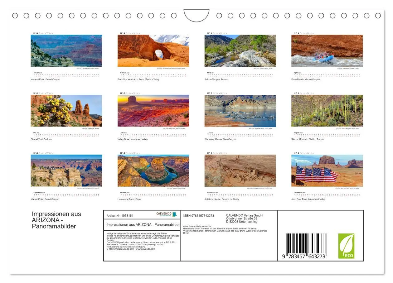 Bild: 9783457643273 | Impressionen aus ARIZONA - Panoramabilder (Wandkalender 2026 DIN A4...