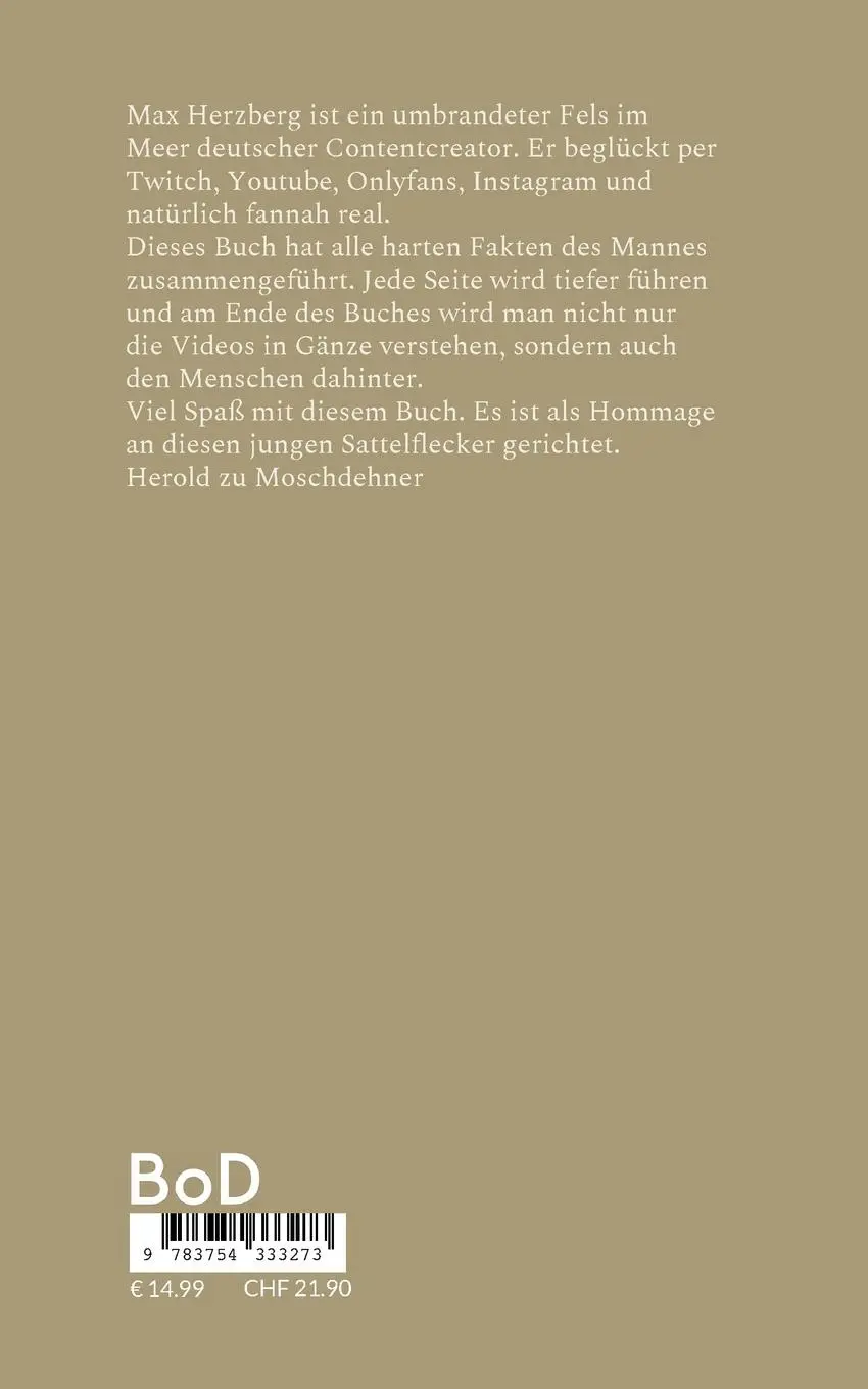 Rückseite: 9783754333273 | Sensible Fakten über Max Herzberg | Herold Zu Moschdehner | Buch