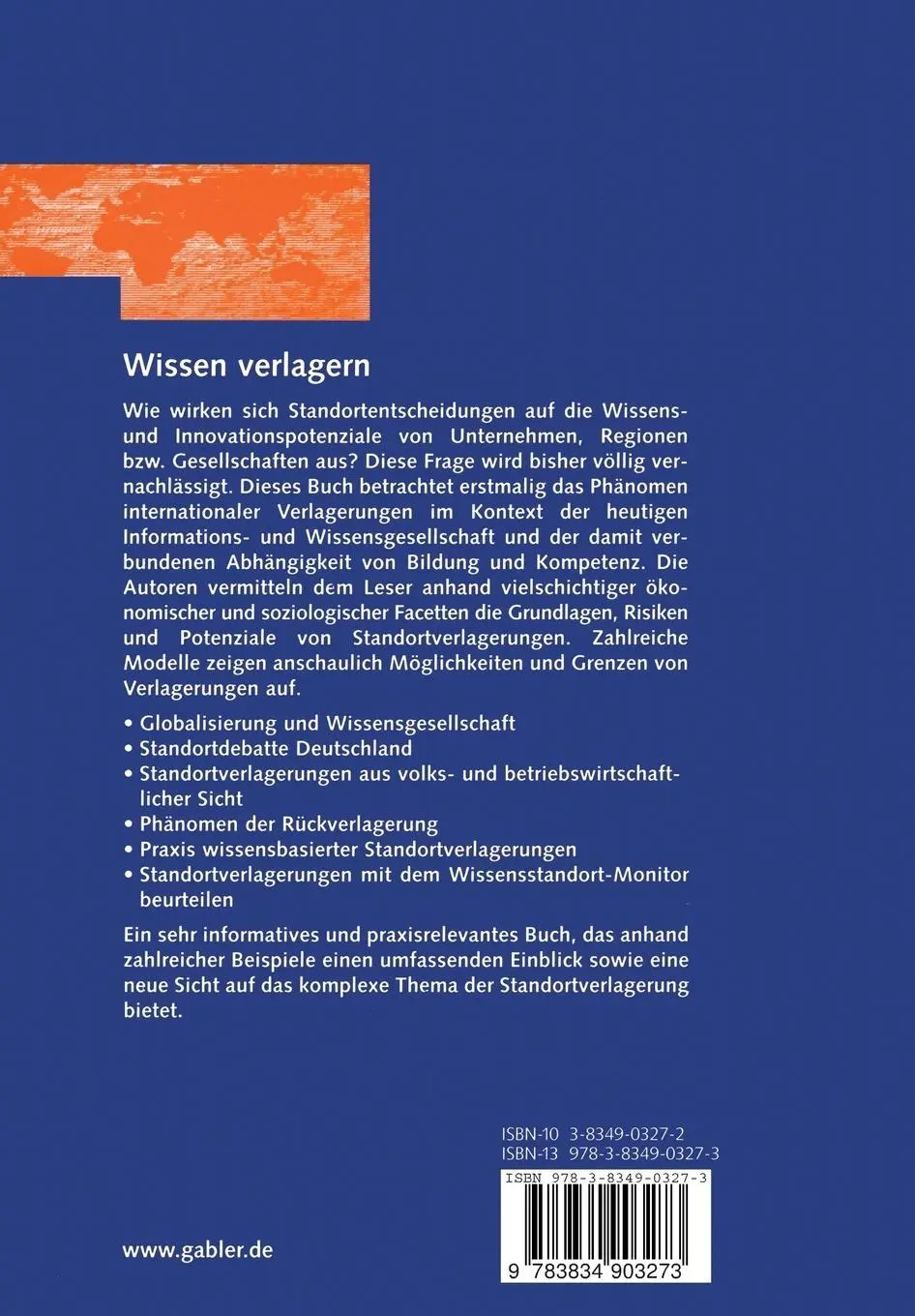 Rückseite: 9783834903273 | Wissen verlagern | Risiken und Potenziale von Standortverlagerungen