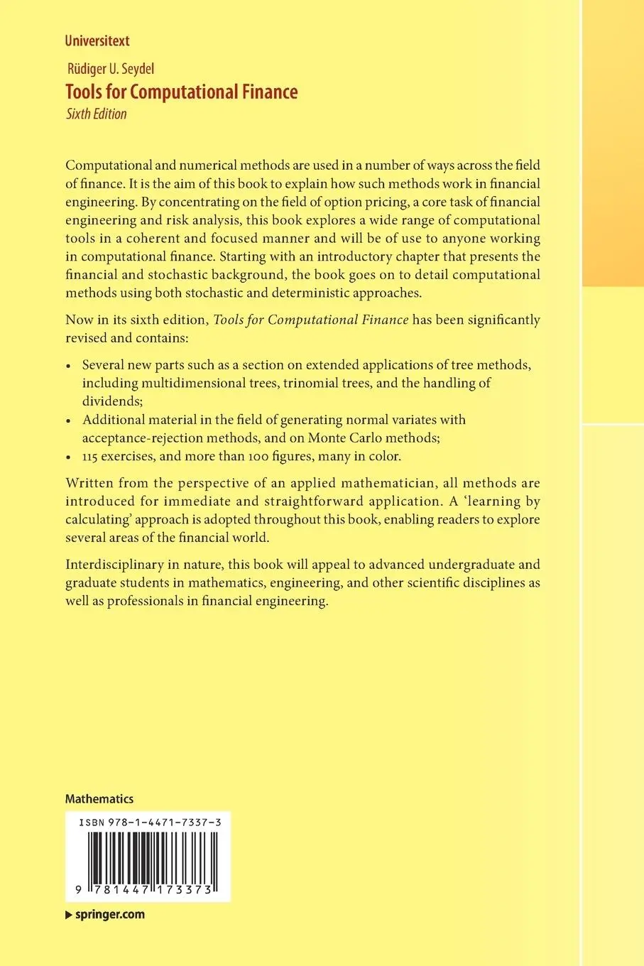Rückseite: 9781447173373 | Tools for Computational Finance | Rüdiger U. Seydel | Taschenbuch