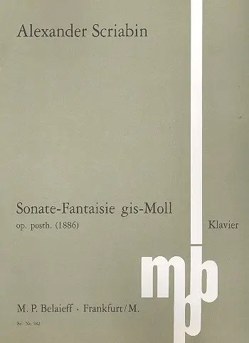 Cover: 9790203003373 | Sonate Fantasie Gis Opus Posthumus | Alexander Scriabin | Buch
