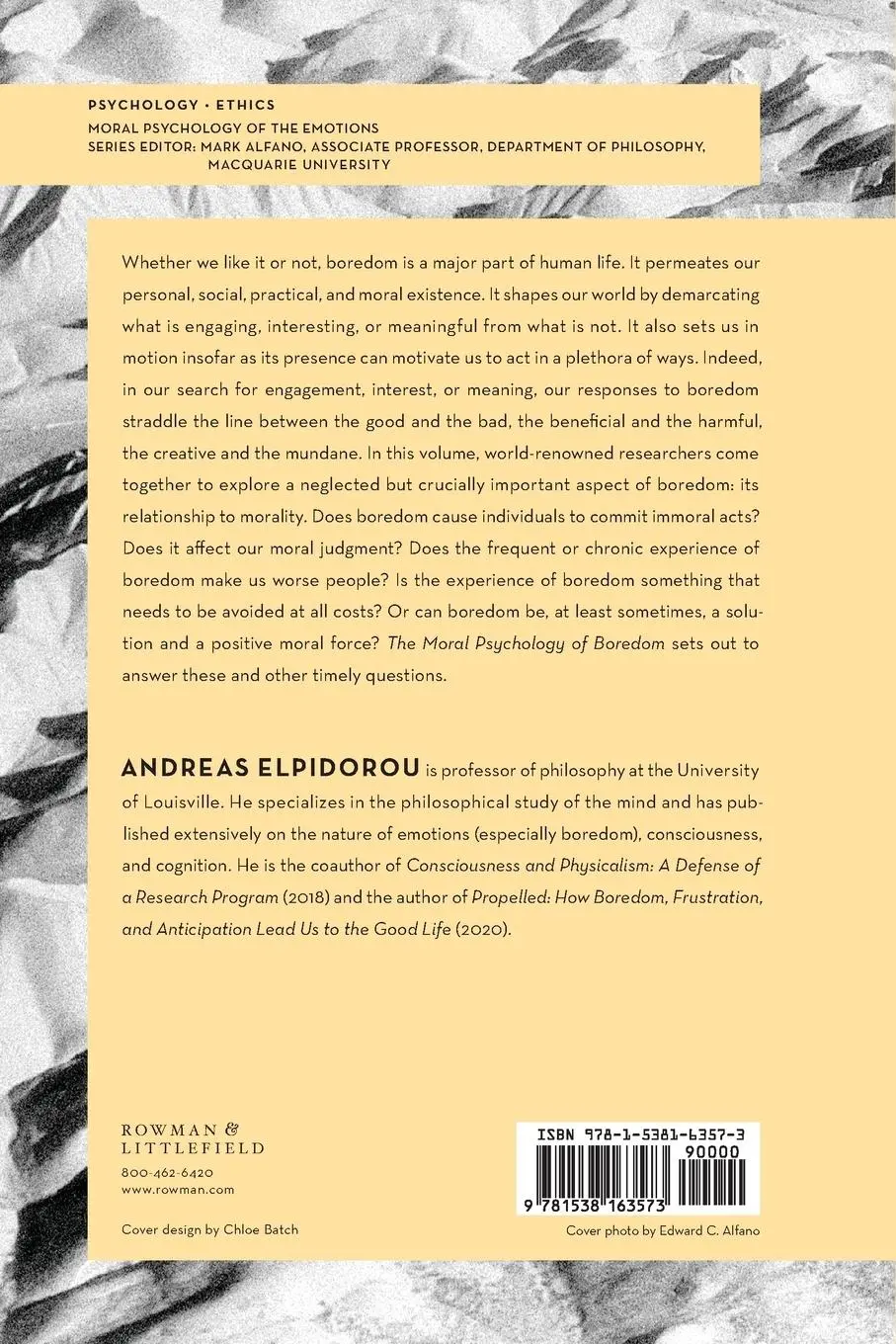 Rückseite: 9781538163573 | The Moral Psychology of Boredom | Andreas Elpidorou | Taschenbuch