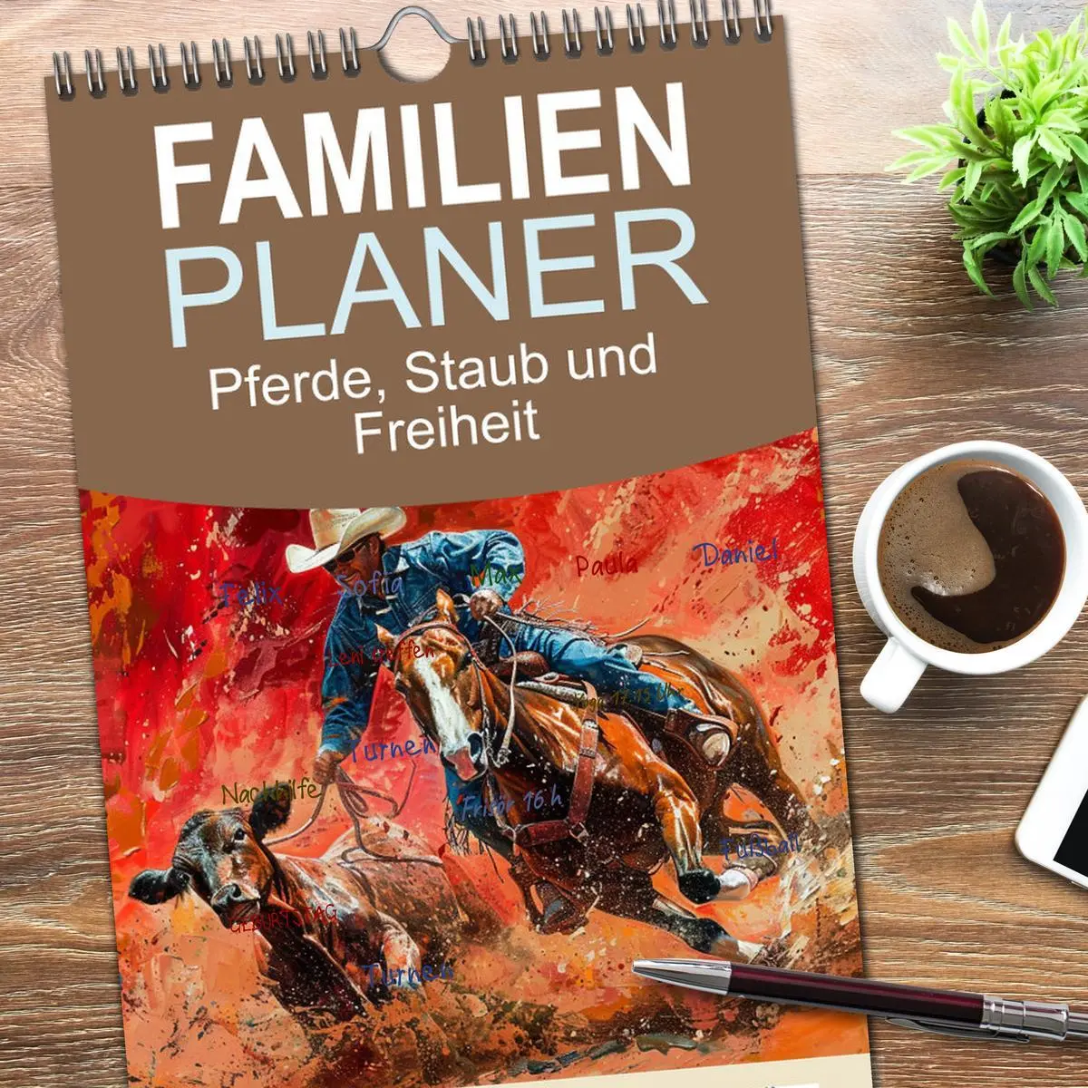 Bild: 9783516493573 | Familienplaner 2026 - Pferde, Staub und Freiheit mit 5 Spalten...