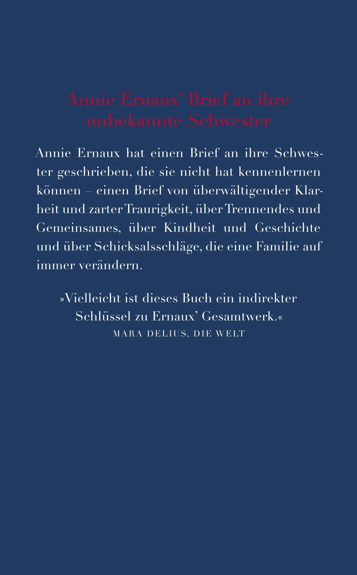 Rückseite: 9783518473573 | Das andere Mädchen | Nobelpreis für Literatur 2022 | Annie Ernaux