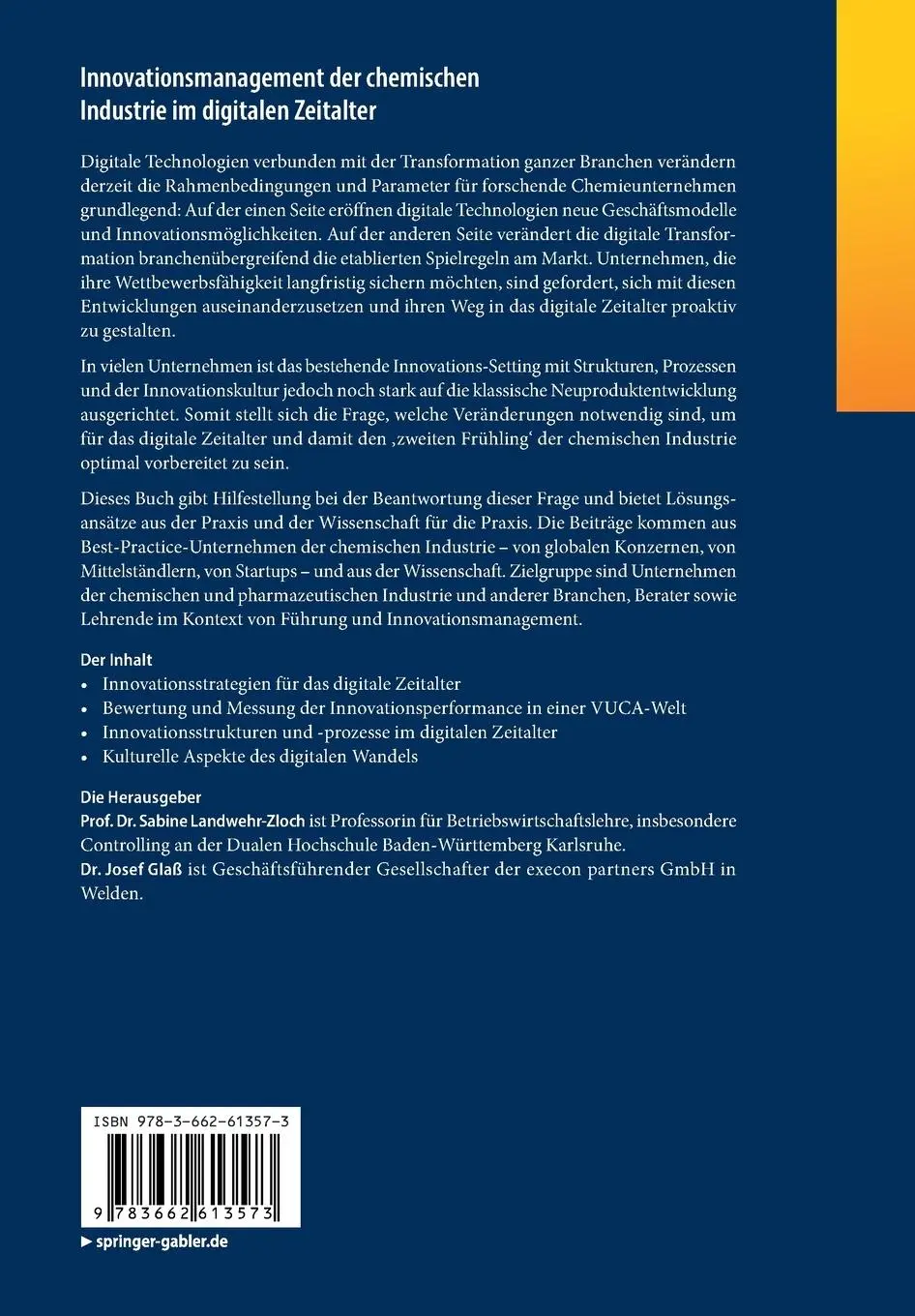Rückseite: 9783662613573 | Innovationsmanagement der chemischen Industrie im digitalen Zeitalter
