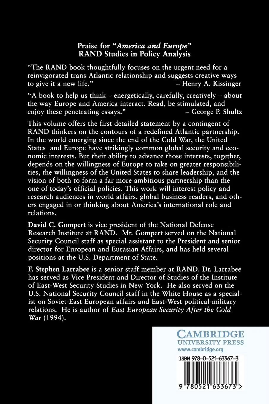 Rückseite: 9780521633673 | America and Europe | David C. Gompert (u. a.) | Taschenbuch | Englisch