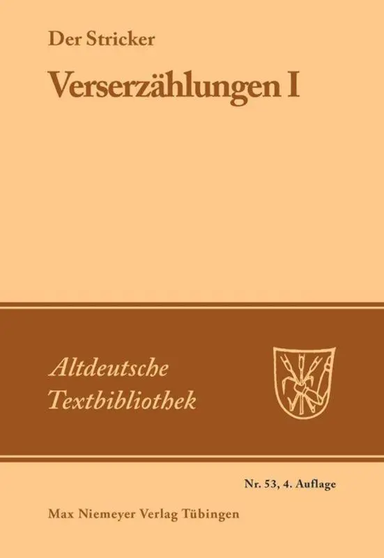Cover: 9783110483673 | Verserzählungen 1 | Der Stricker | Taschenbuch | XXIII | Deutsch