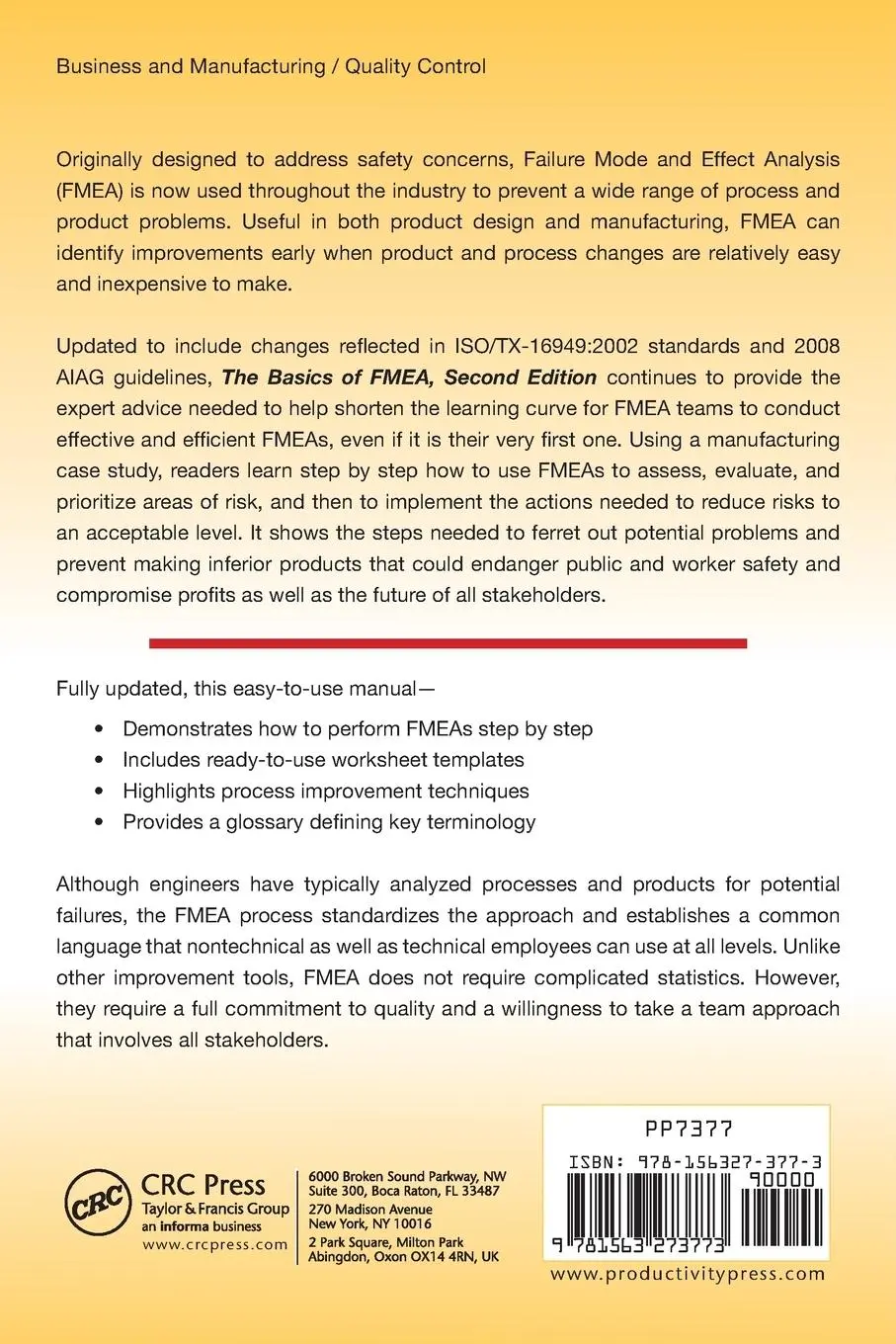 Rückseite: 9781563273773 | The Basics of FMEA | Raymond J. Mikulak (u. a.) | Taschenbuch | 2008