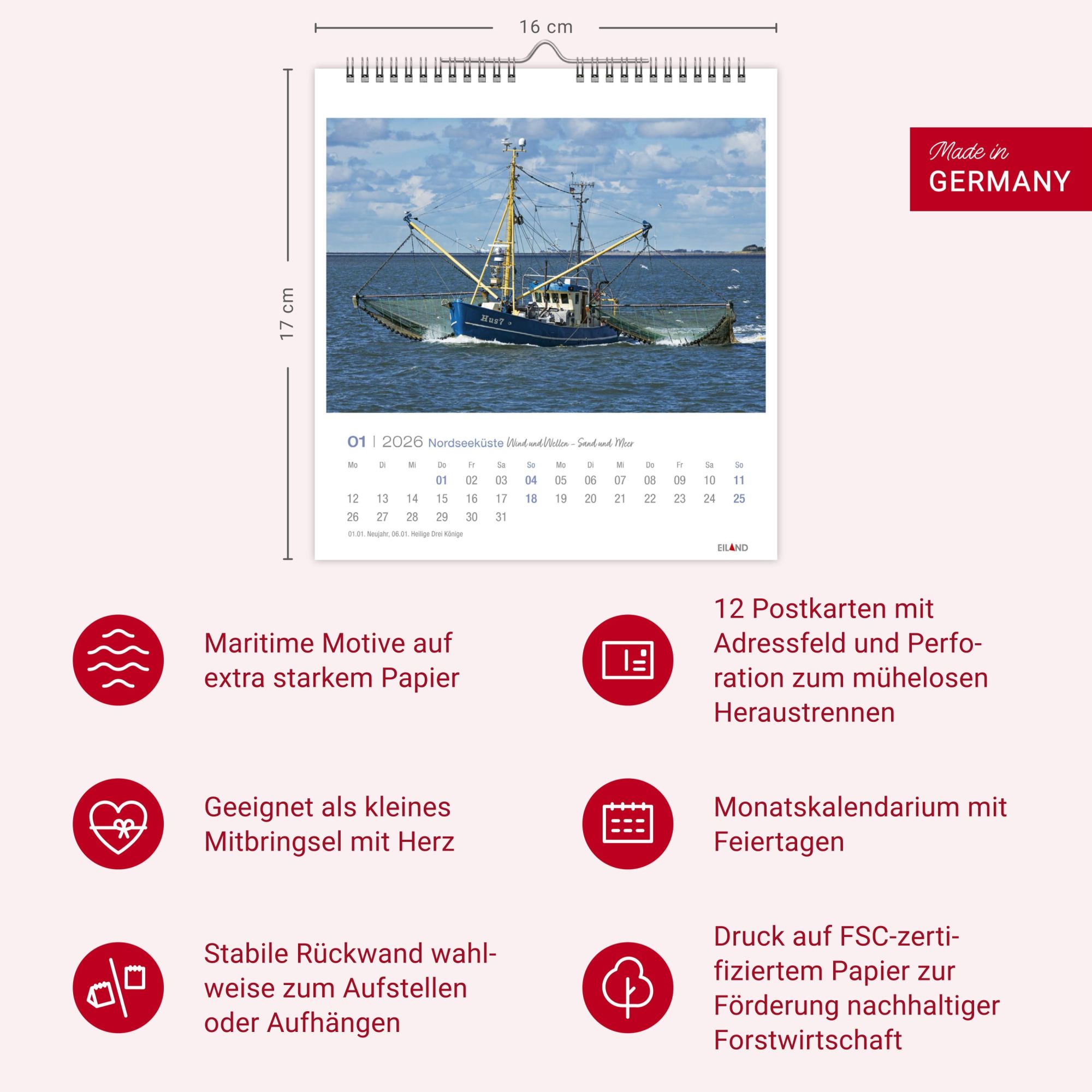 Bild: 9783964023773 | Nordseeküste Postkartenkalender 2026 - Wind und Wellen - Sand und Meer