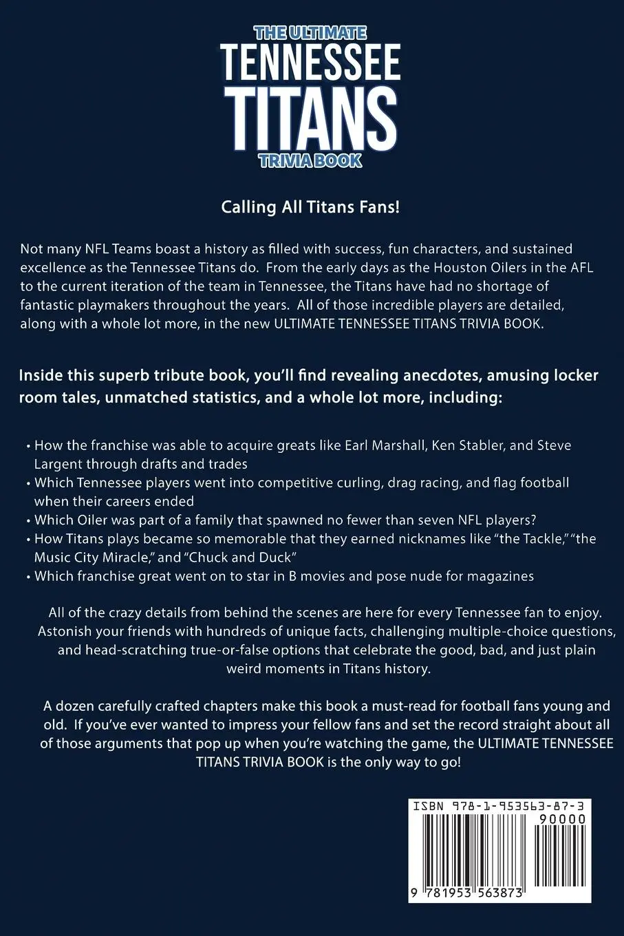 Rückseite: 9781953563873 | The Ultimate Tennessee Titans Trivia Book | Ray Walker | Taschenbuch
