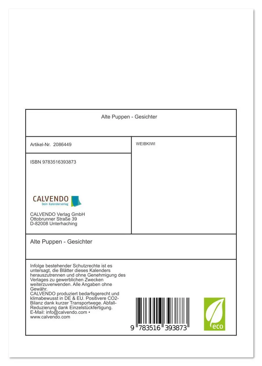 Bild: 9783516393873 | Alte Puppen - Gesichter (Tischkalender 2026 DIN A5 hoch), CALVENDO...