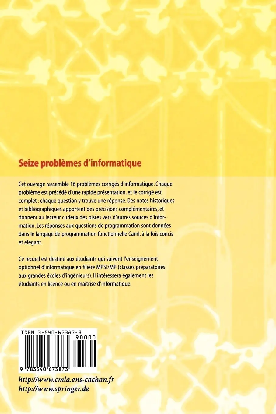 Rückseite: 9783540673873 | Seize problèmes d'informatique | Bruno Petazzoni | Taschenbuch | xv