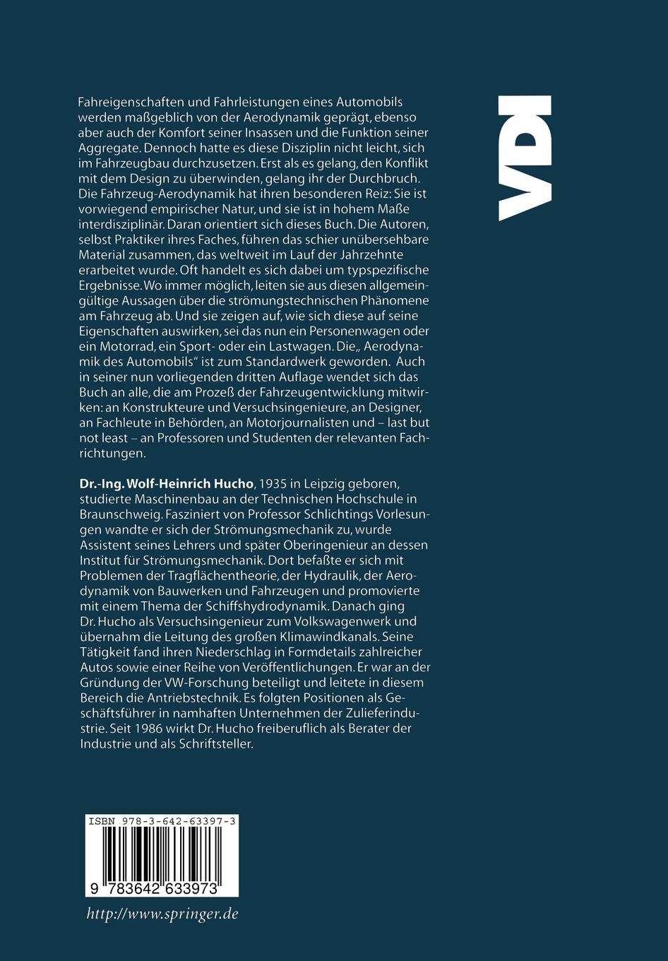 Rückseite: 9783642633973 | Aerodynamik des Automobils | Wolf-Heinrich Hucho | Taschenbuch | xix