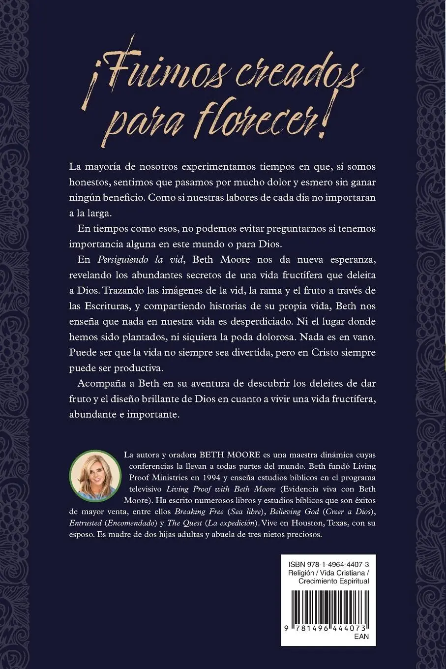 Rückseite: 9781496444073 | Persiguiendo la vid | Beth Moore | Taschenbuch | Spanisch | 2020
