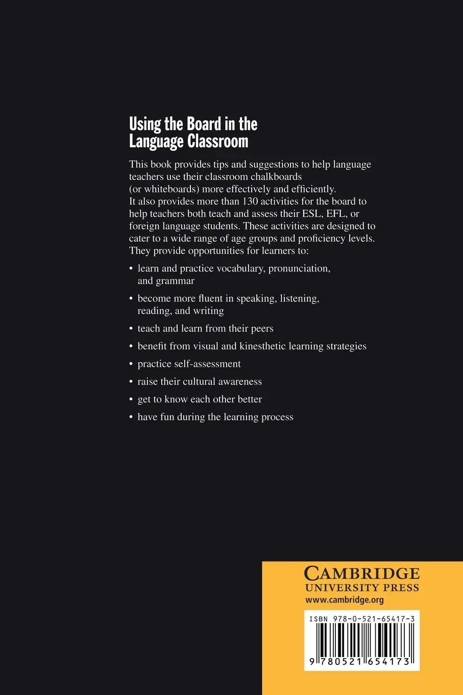 Rückseite: 9780521654173 | Using the Board in the Language Classroom | Jeannine Dobbs | Buch
