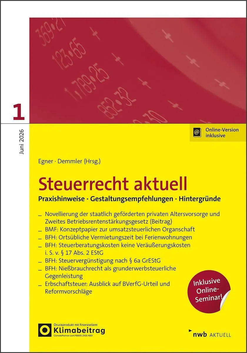 Cover: 9783482684173 | Steuerrecht aktuell 1/2026 | Thomas Egner (u. a.) | Bundle | Deutsch