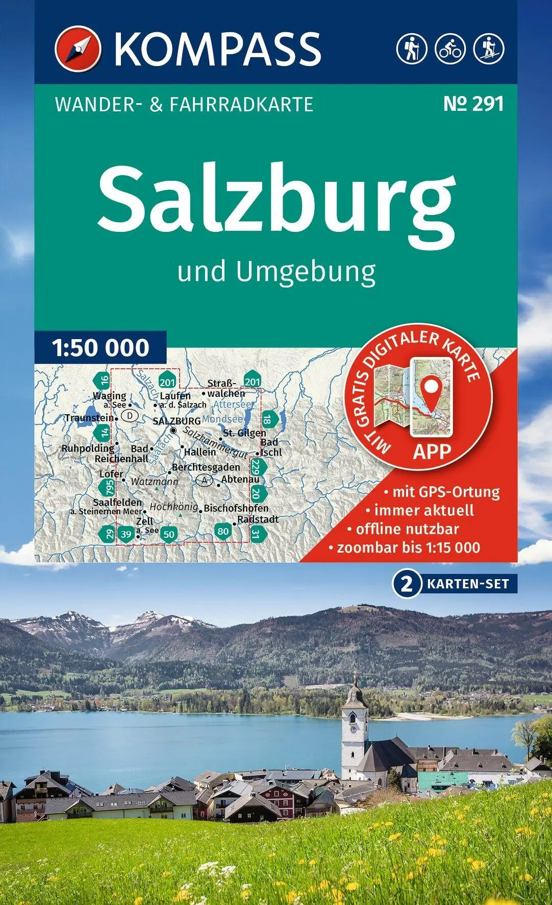 Cover: 9783991544173 | KOMPASS Wanderkarten-Set 291 Salzburg und Umgebung (2 Karten) 1:50.000