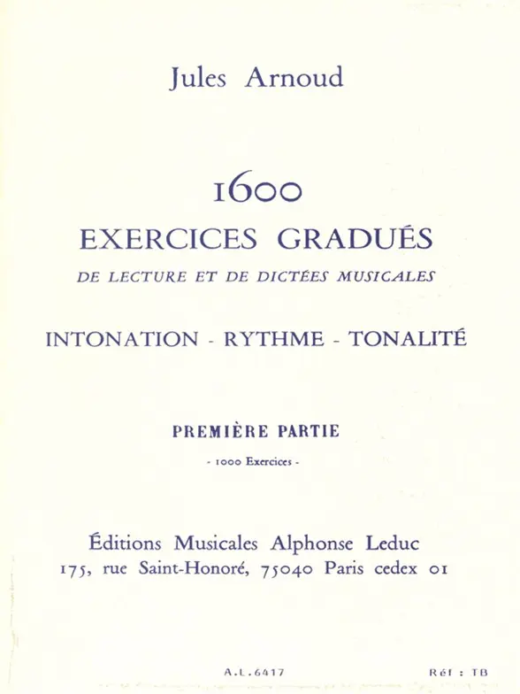 Cover: 9790046064173 | 1600 EXERCISES GRADUES DE LECTURES ET DE DICTEES MUSICALES VOL.1...
