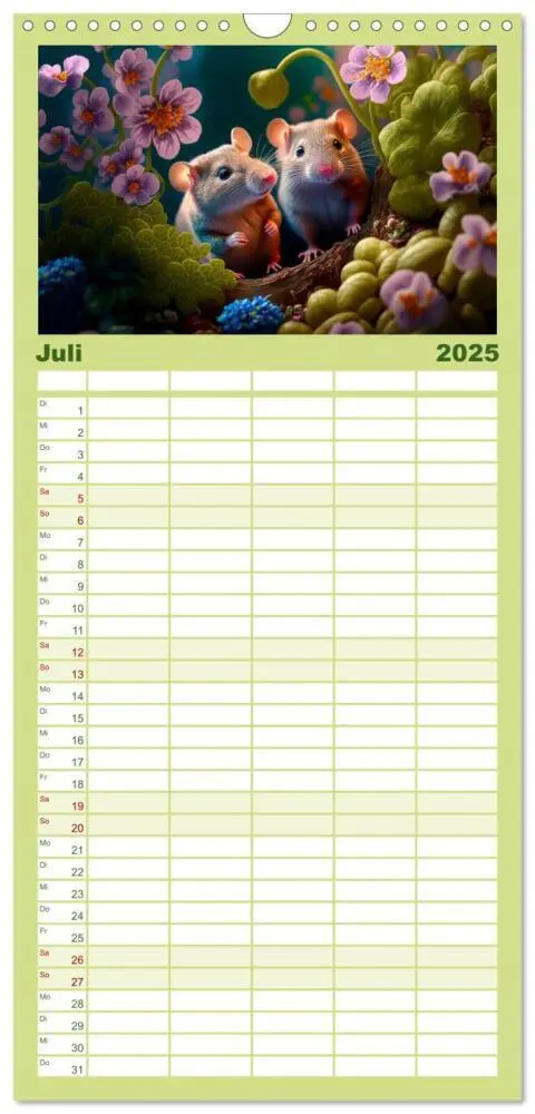 Bild: 9783457094273 | Familienplaner 2025 - Mäuse Freunde mit 5 Spalten (Wandkalender, 21...