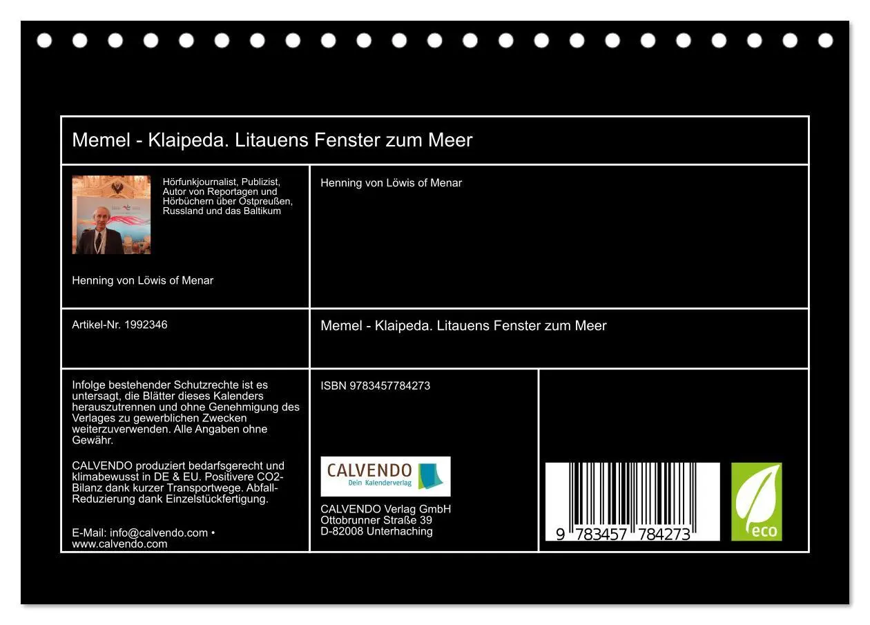 Bild: 9783457784273 | Memel - Klaipeda. Litauens Fenster zum Meer (Tischkalender 2026 DIN...