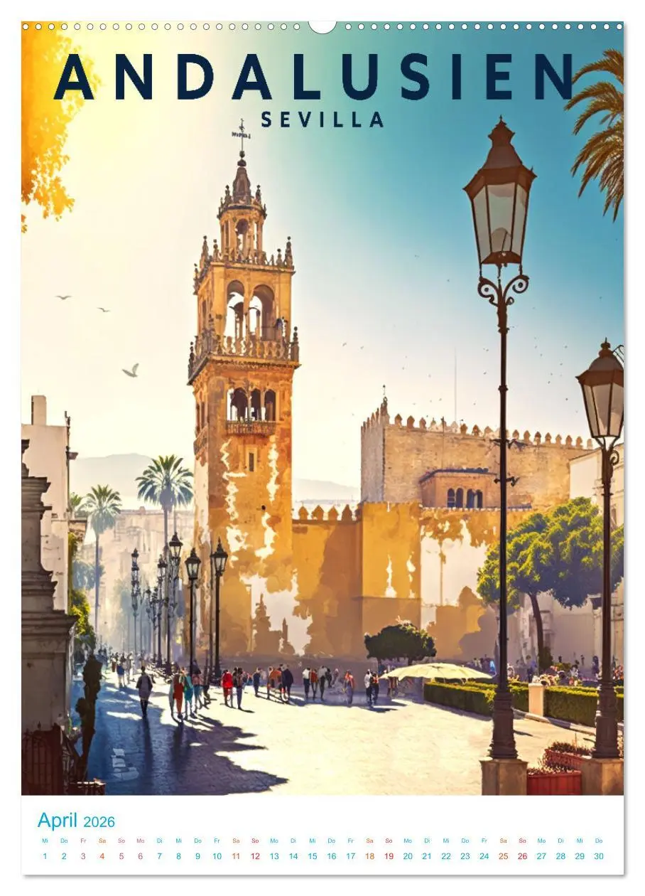 Bild: 9783516324273 | Andalusien - Old School Poster Style (Wandkalender 2026 DIN A2...