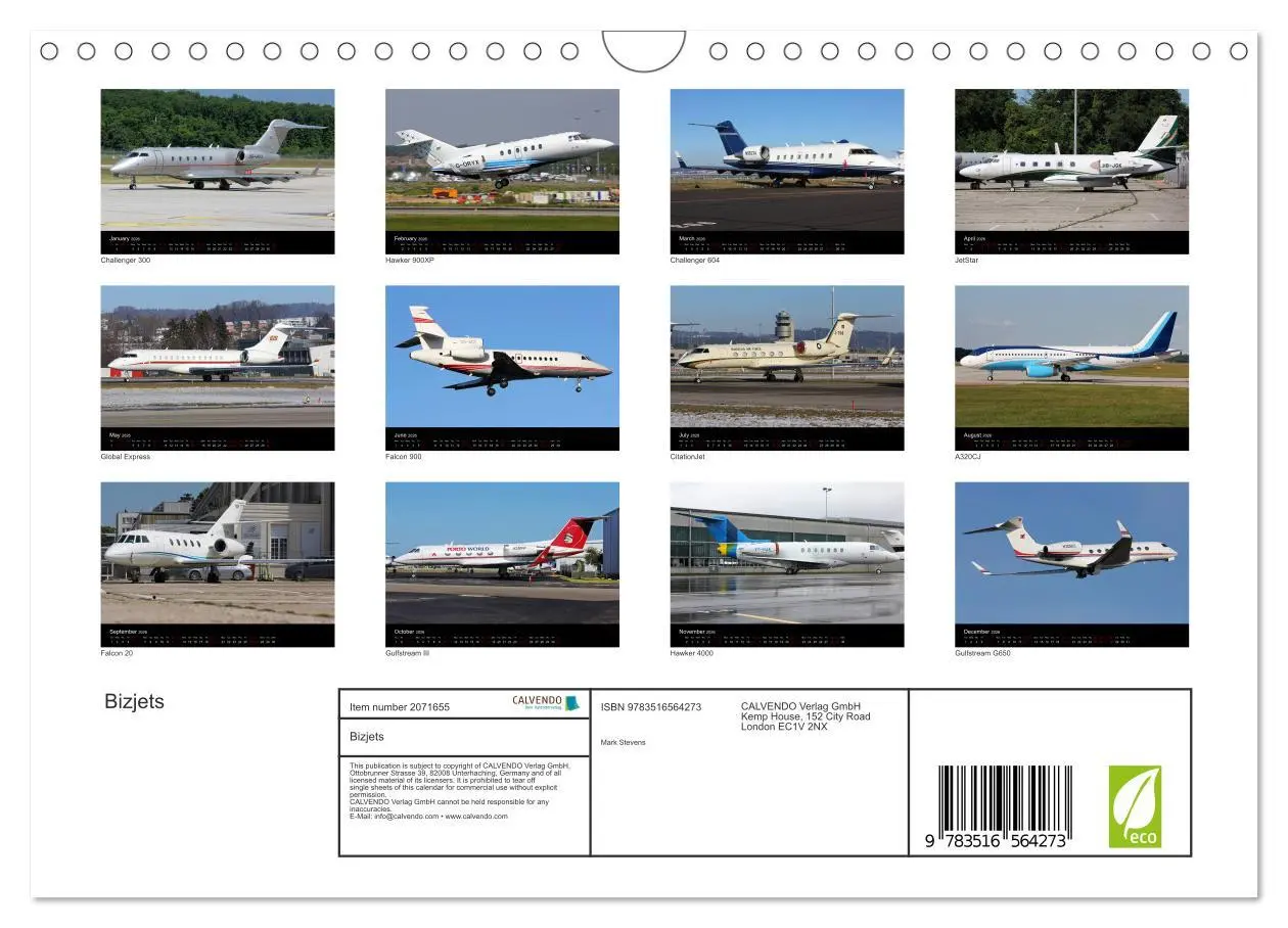 Bild: 9783516564273 | Bizjets (Wall Calendar 2026 DIN A4 landscape), CALVENDO 12 Month...