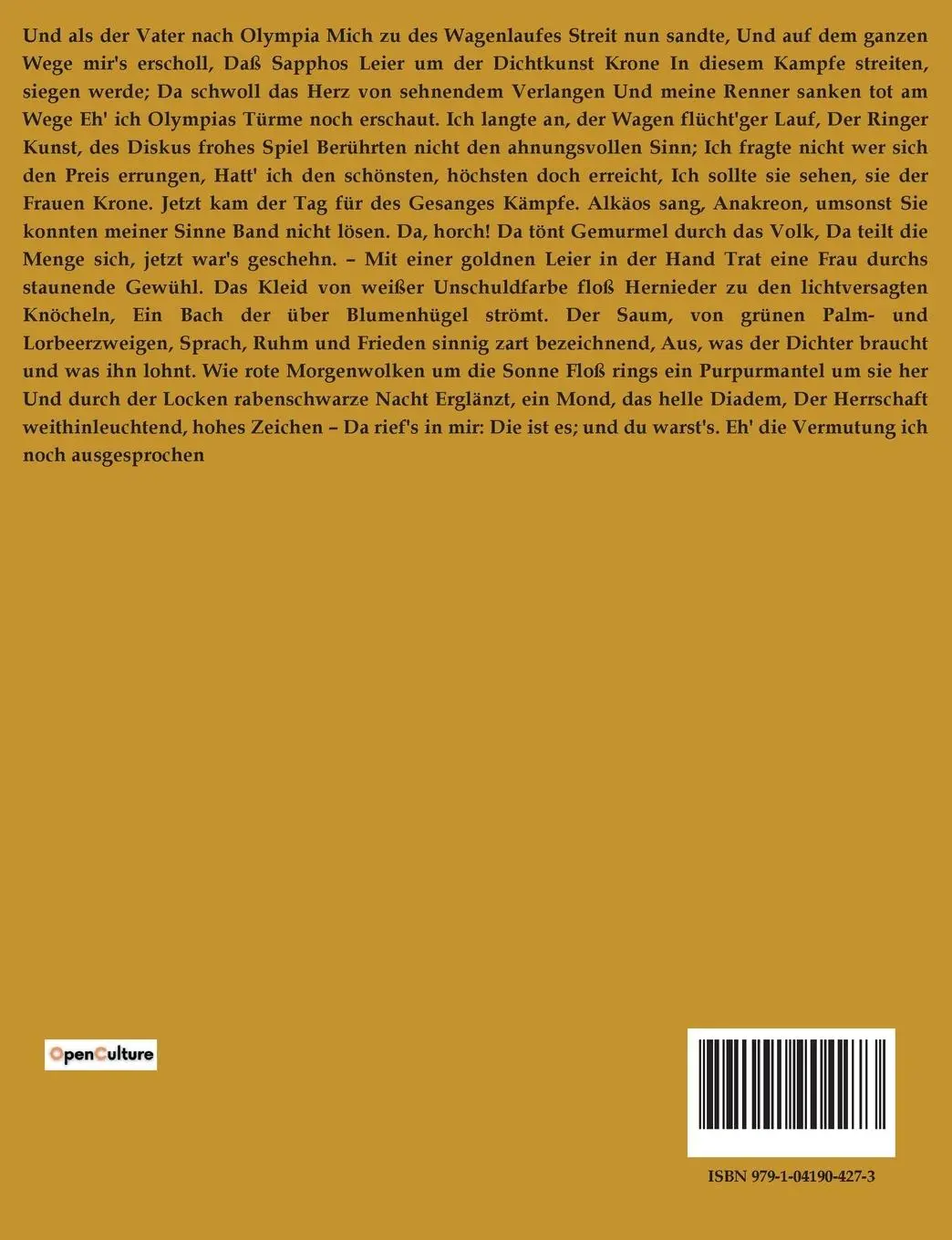 Rückseite: 9791041904273 | Sappho | Franz Grillparzer | Taschenbuch | 82 S. | Deutsch | 2023