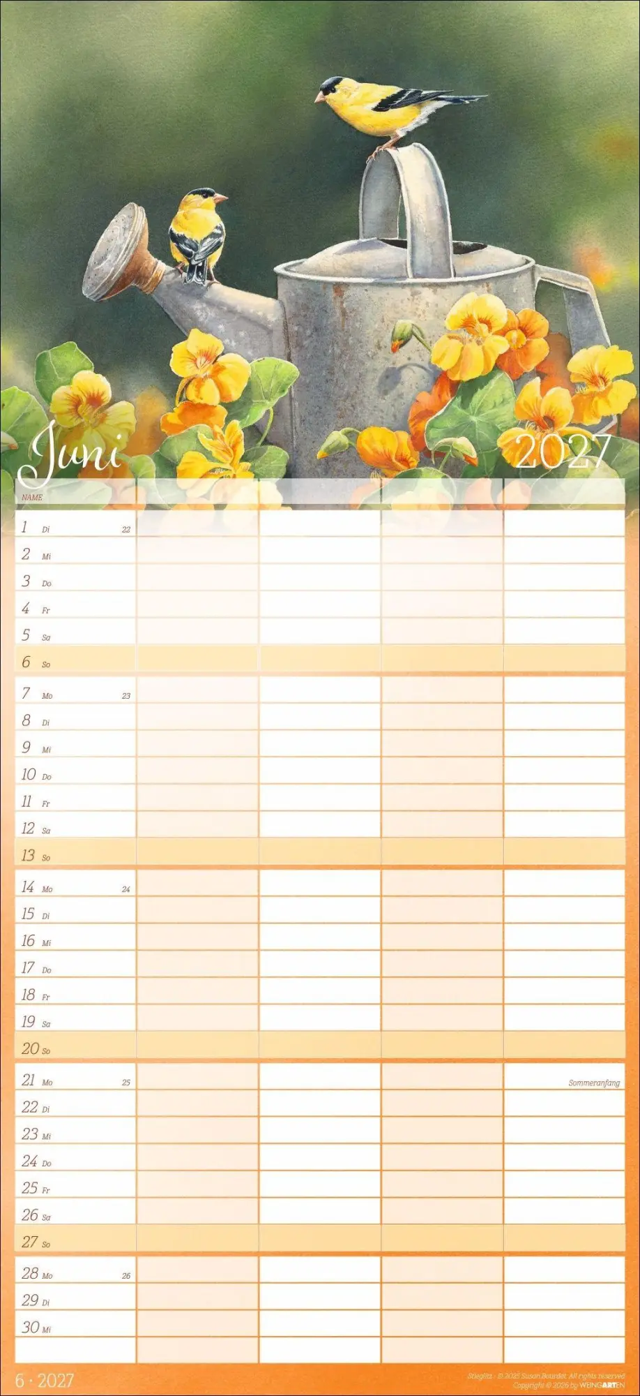 Bild: 9783839904473 | Bunte Vogelwelt Familienplaner 2027 | Susan Bourdet | Kalender | 15 S.