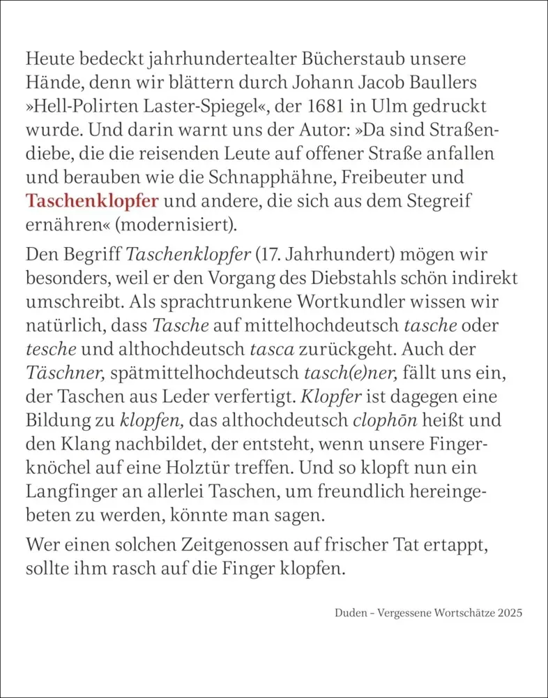 Bild: 9783840034473 | Duden Vergessene Wortschätze Tagesabreißkalender 2025 | Maik Goth