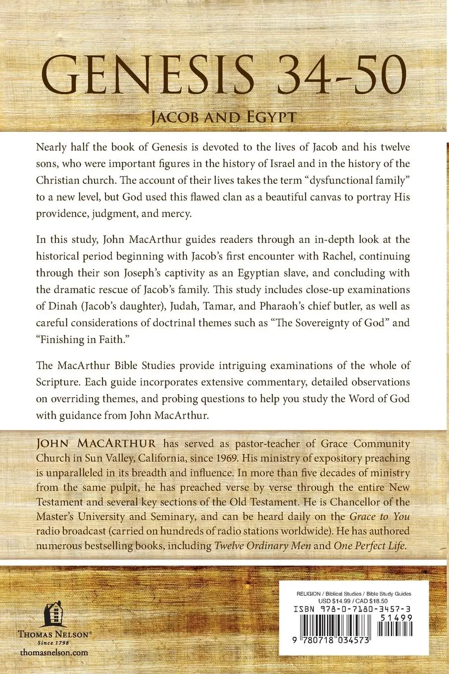 Rückseite: 9780718034573 | Genesis 34 to 50 | Jacob and Egypt | John F. Macarthur | Taschenbuch